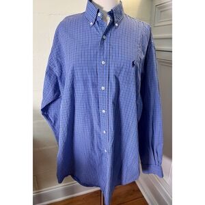 Ralph Lauren Blake Blue Plaid Button Down Shirt Mens Medium Cotton Classic Fit